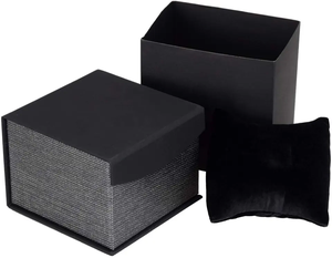 Sang Trọng Chất Lượng Cao Duy Nhất Đồng Hồ Lưu Trữ Hộp Biểu Tượng Tùy Chỉnh Nghệ Thuật Màu Đen Giấy Trang Sức Hiển Thị Trường Hợp Dập Nổi Quà Tặng Chất Lượng Bao Bì - Product Image 4