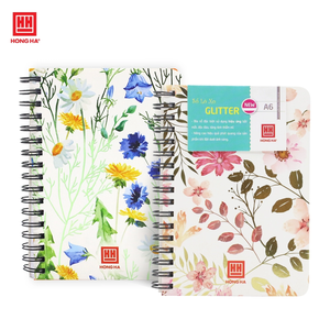 Carnet à spirales brillant avec couverture en papier, reliure spirale, couleurs vives variées, A6, 200 pages, motif moderne et tendance - Product Image 1