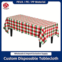 Nappe rectangulaire jetable en plastique écologique, résistante et imperméable, à carreaux rouges, verts et blancs, personnalisable, pour usage intensif en gros