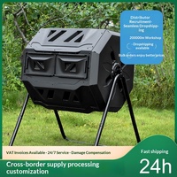 Bac à compost de jardin extérieur, outil de jardinage pour feuilles, boîte de rangement à roulettes en plastique, retourneur d'engrais organique, boîte de fermentation, modèle noir
