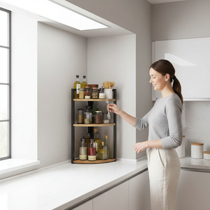 Étagère de rangement pour vaisselle à trois niveaux, durable, multifonctionnelle, organisateur de vaisselle mural, en acier inoxydable pour la <span class=keywords><strong>cuisine</strong></span> - Product Image 5