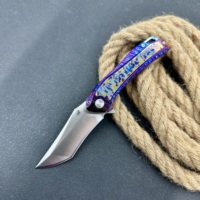 Couteau pliant fixe portable en acier 14C28N avec manche en alliage de titane, lame droite à bord biseauté, OEM, pour camping, chasse, randonnée