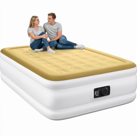 Matelas pneumatique électrique pleine grandeur YENING avec pompe intégrée, gonflage rapide, lit double surélevé, lit de camping, 18 pouces de hauteur, beige