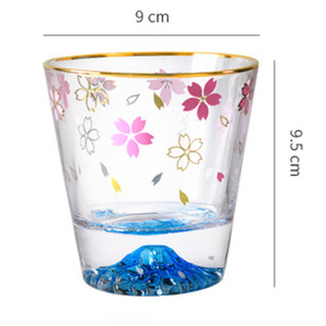Novedad, Taza de cerámica de montaña Fuji de estilo japonés, taza de agua roja creativa con red de cristal de flor de cerezo <span class=keywords><strong>rosa</strong></span> y borde dorado - Product Image 5