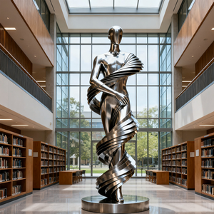 حوّل المساحات الخارجية بجاذبية فنية: تمثال ثلاثي الأبعاد من الفولاذ المقاوم للصدأ المصقول للتركيبات المميزة - Product Image 3