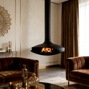 Chimenea Colgante Moderna <span class=keywords><strong>de</strong></span> <span class=keywords><strong>Leña</strong></span> para Interiores Tonya, <span class=keywords><strong>Diseño</strong></span> Contemporáneo para Uso en Hogar, Hotel o Villa, Independiente, 600 mm - Product Image 2