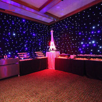 Rideau LED personnalisé en forme d'étoiles, ciel étoilé bleu et blanc, lumière DMX, télécommande, rideau en velours pour la décoration de plafond de mariage