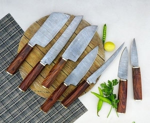 Juego de cuchillos de chef de Damasco hechos a mano de primera calidad, colección de cuchillos de cocina de 7 piezas con elegante Kit de cuero, herramientas culinarias profesionales - Product Image 2