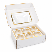 Witte appel geschenkdoos met venster en gouden folie afwerking, aangepaste logo premium fruit geschenkverpakking voor geschenkmanden, groothandel