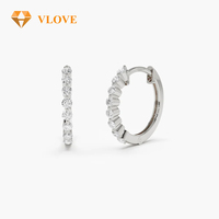 Boucles d'oreilles créoles en or massif 14 carats avec diamants de laboratoire VLOVE, bijoux fins personnalisés pour femmes, à porter au quotidien