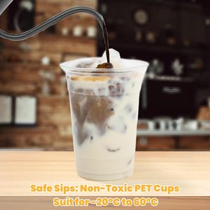 Personalized Eco-Friendly Disposable Food Grade Plastic <b>Cups</b> 12/14/16/18/20/24oz Clear PET with Lids for <b>Cold</b> Drinks Ice Coffee - Product Image 3