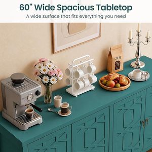 Mobiletto con Vani Portaoggetti, Credenza Moderna per Caffetteria con 4 Ante. Ripiani Regolabili Verniciati per Sala da Pranzo, Cucina, Soggiorno - Product Image 5