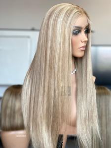 Pelucas sin pegamento de cabello virgen europeo liso con encaje transparente HD, densidad del 150%, 20 pulgadas, para mujeres - Product Image 3