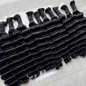 Human Hair Bulk <b>Deep</b> <b>Wave</b> No Weft Natural Black Full Texture Hair For Bohemian Braids And <b>Wig</b> Making - Product Image 1