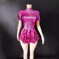 Nouvelle Arrivée Été Novance – Robe Micro-Mini Moulante Sexy en Spandex Vert à Paillettes Rondes, Col Halter, Dos Nu, Fermeture Éclair, Anti-Plis