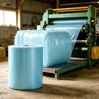 Film d'emballage agricole bleu pour ensilage, fabricant sur mesure, film étirable pour balles, vente en gros