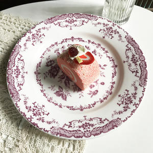 Plato de Cerámica para Cena de 8 Pulgadas con Patrón Floral Vintage <span class=keywords><strong>Inglés</strong></span>, Tres Colores, Plato de Cerámica - Product Image 6