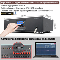 Système Home Cinéma 7.1 Tour Son Surround Ensemble Sonore Karaoké KTV en Bois Amplificateur Numérique HD Compatible 3D/8K ATMOS/DTS:X