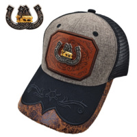 Gorra de camionero Richardson estilo vaquero occidental personalizada al por mayor, gorra de metal a la moda, diseño de logotipo, malla bordada para escenas al aire libre