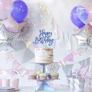 1 pièce de décoration de gâteau d'anniversaire à paillettes pour célébrer un anniversaire, thème fête, fournitures de décoration de gâteau, bleu foncé - Product Image 5