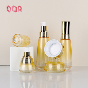 30ml 45ml 100ml 120ml 50g Round Yellow Gradient Cosmetics Cream Glass Bottles and Jars <b>Set</b> With Spray Heads Screw Caps - Product Image 1