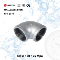 Buje de codo de 22 grados Jianzhi Steel y 3/8 para fabricación industrial, accesorio de tubería de hierro maleable con brida