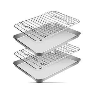 304 plateau de cuisson en acier inoxydable plaque plateau de barbecue avec support de refroidissement amovible ensemble plaque de cuisson <span class=keywords><strong>feuille</strong></span> four lave-vaisselle plat - Product Image 5