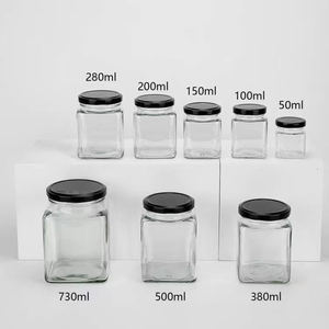 Tarro cuadrado de almacenamiento de vidrio con tapas 50ml 3 Oz 12 Oz 100mL 200ml 500 Ml Little Cheap Jelly Xuzhou Gafas Botella Frascos de miel - Product Image 2