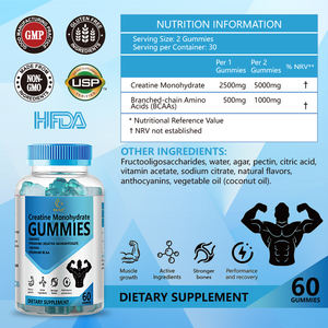 Créatine Monohydrate Gommes-Énergie, Focus & ATP Boost | 5000mg de Créatine + 1000mg de <span class=keywords><strong>BCAA</strong></span>, Superfood Nutriments Naturels - Product Image 4