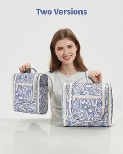 Bolsa de Aseo Colgante Azul con Diseño de Hojas para Viaje, para Mujeres y Hombres, Bolsa de Maquillaje, Organizador para Baño y Ducha - Product Image 6