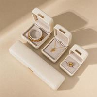 Coffret à bijoux Zebopak en cuir PU blanc ivoire de luxe avec plaque dorée pour bague, collier, bracelet, logo personnalisé