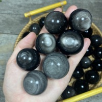 Boules de cristal naturelles en obsidienne argentée, polies à la main, de 20 à 120 millimètres, utilisées pour la guérison, le Feng Shui et le bricolage.