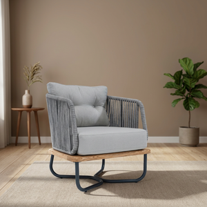Fauteuil inclinable moderne en rotin pliable et rembourré pour salon et jardin - Product Image 3