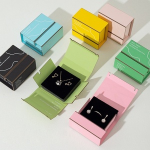 Boîtes en carton personnalisées avec logo imprimé, durables, pour bijoux, design pliable, avec cadre en film PE - Product Image 2