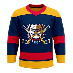 Custom Printed Ice Hockey Jersey with Dog Logo V-Neck Full Sleeve 100% Polyester Breathable Mesh Unisex Adult Apparel - Product Image 1