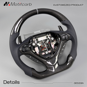 Volant personnalisé en fibre de carbone avec poignées en cuir perforé pour Acura TSX Sedan Sport Wagon 2009-2016 - Product Image 3