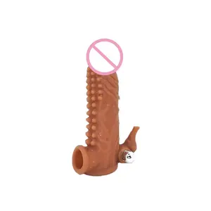 可重复使用的硅避孕套，带尖刺点缀公鸡套假阳具套男性延长套性玩具阴茎套