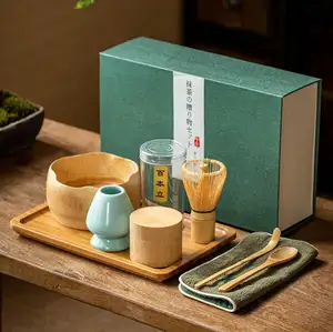 Japan Matcha Green Tea Whisk Chasen Set for Matcha Bowl, Scoop, Chashaku , Ceramic Whisk Holder Kit