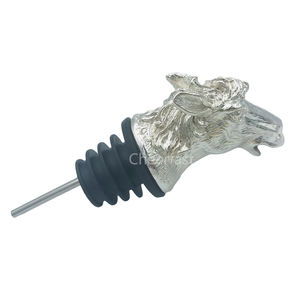 Verseur de bouteille de vin personnalisé, en liège, pour Halloween, accessoires en acier inoxydable, bec en métal, fleur de vin de cheval, animaux - Product Image 6