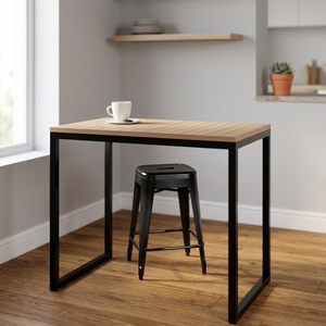 Bureau rectangulaire industriel moderne avec plateau en bois et structure en métal noir pour usage domestique ou professionnel - Product Image 5