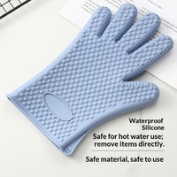 Gants de four de qualité professionnelle, épaissis, antidérapants, pour la cuisson et la cuisine ; Gants en silicone à cinq doigts, protection contre les brûlures, isolation thermique supérieure