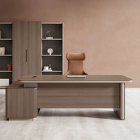 Bureau de direction en forme de L, style minimaliste et luxueux, grand bureau de direction avec armoire de classement latérale pour la décoration du bureau du président