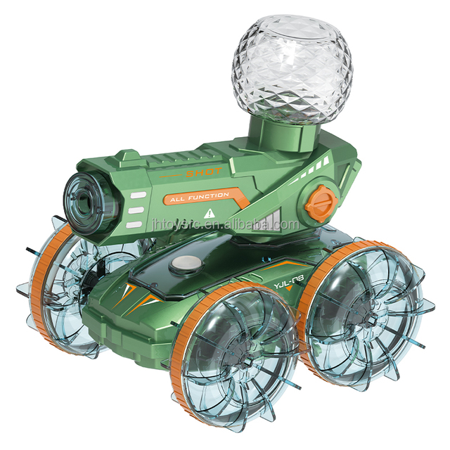 2.4g RC Stunt Battle Tank Toy Car 360 Degree Rotation Amphibious Remote Control Automatic Shoot Water Spray Radio Control Car