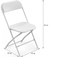Chaise pliante en plastique blanche portable et imperméable avec pieds en caoutchouc antidérapants pour événements intérieurs et extérieurs, siège empilable
