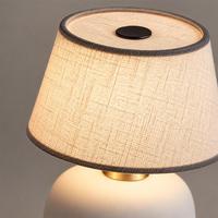 Lampe de table en céramique bordeaux moderne avec abat-jour en tissu tressé crème pour chambre à coucher, chevet, salon, bureau, hôtel, suite d'hôtes, café