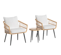 Meubles de patio Boho canapé d'intérieur et d'extérieur ensemble de chaises de chat en rotin osier beige