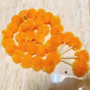 Venta al por mayor Marigold Garland String Flowers para Diwali Mantle Decoration Hecho a mano Marigold Flower Garland