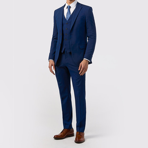 Traje Formal de Negocios Azul Clásico de Alta Calidad, Transpirable, de 2 Botones, Cuello de Solapa con Muescas, 3 Piezas, para Hombre - Product Image 2