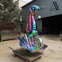 Statue de dragon en métal de taille réelle personnalisée Sculpture de dragon d'extérieur en acier inoxydable de jardin