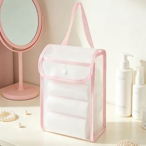 Factory Direct Selling Pure Color Simple Pattern PVC <b>Makeup</b> <b>Bag</b> No Zipper for Cosmetics - Product Image 1
